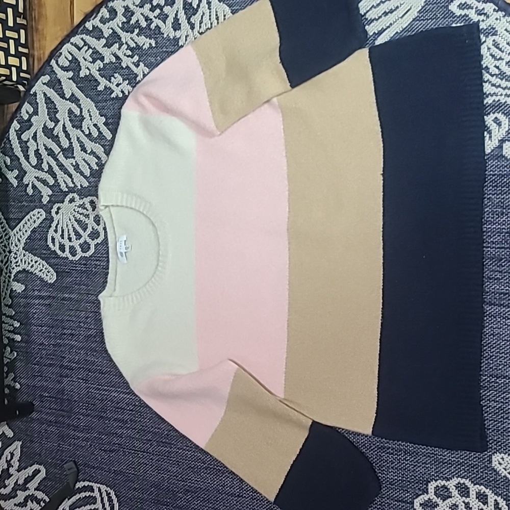 Fever colorblock striped balloon sleeve crewneck sweater size 2X